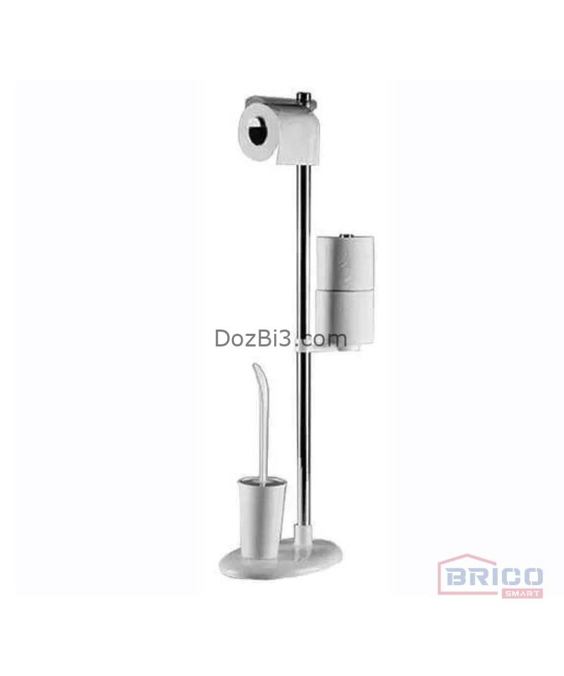 Ensemble support brosse WC et porte-papier toilettes
