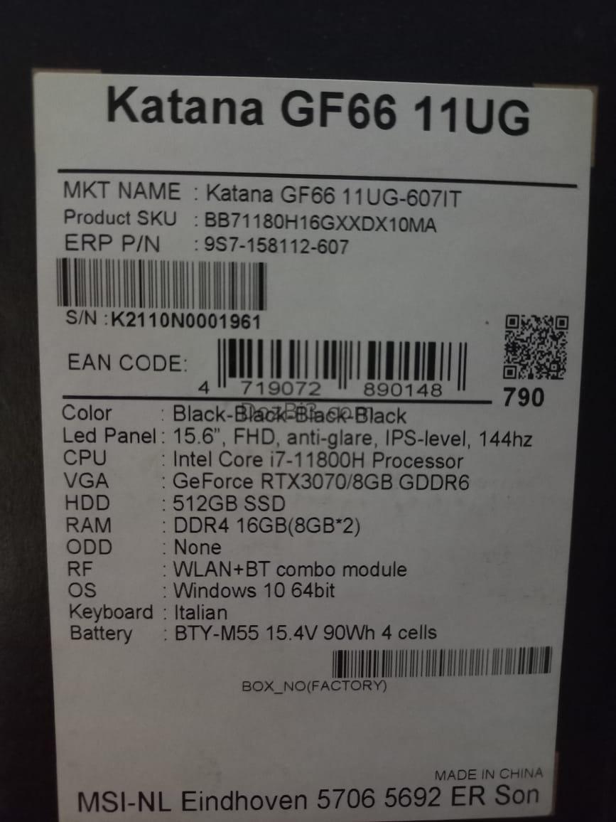 MSI KATANA GF66
