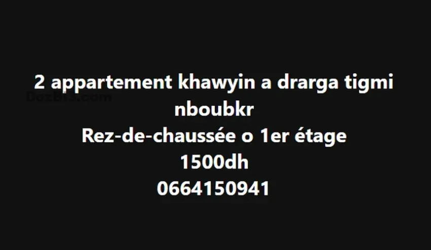 2 appartements à louer a drarga tigmi nboubkr