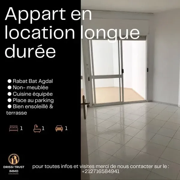 appartement non meublé à louer Agdal
