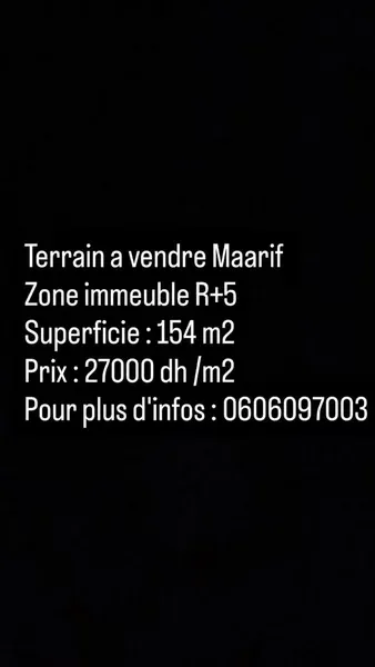 Terrain à vendre Quartier Maarif