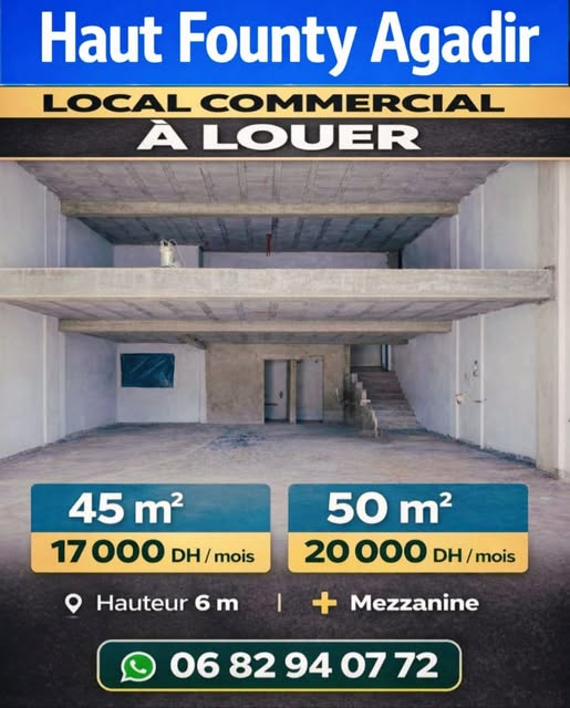 local commercial à louer Haut Founty
