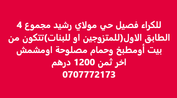 فصيل للكراء في حي مولاي رشيد