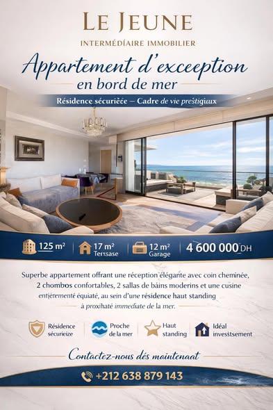 Appartement d’exception à vendre Le Carrousel Rabat