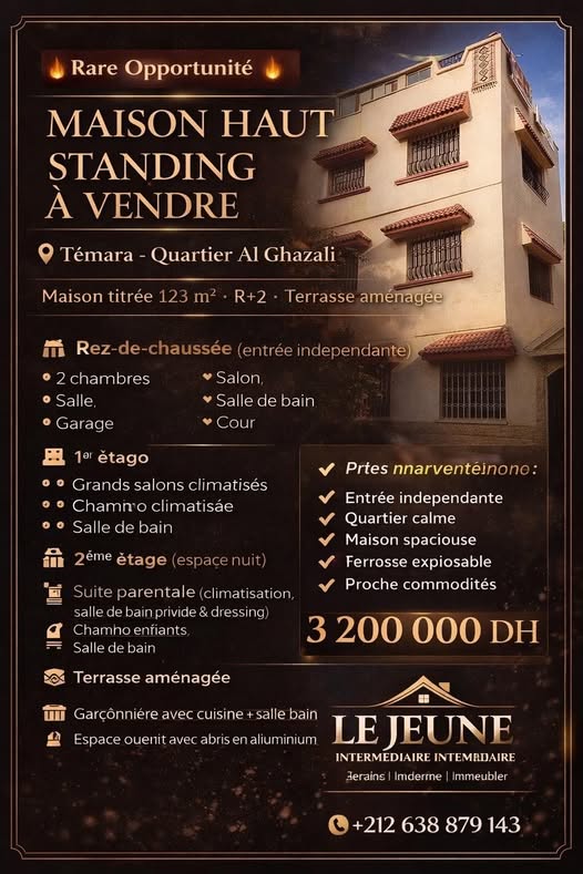 Maison à vendre au quartier Al Ghazali