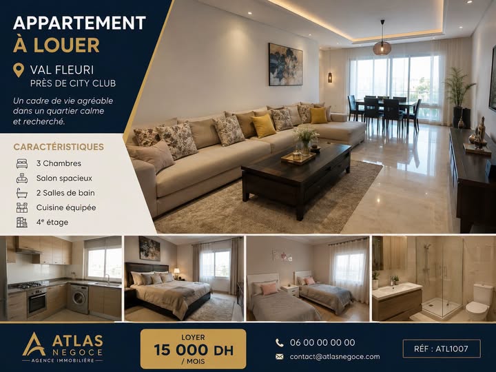 Appartement à louer Val Fleuri près de City Club