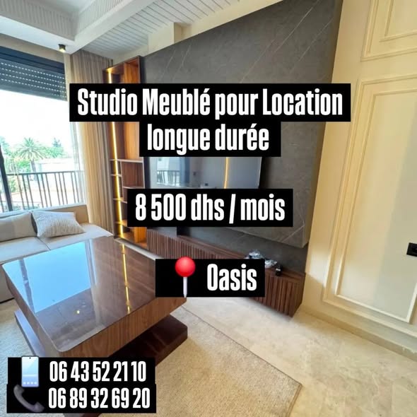Studio meublé à louer à Oasis